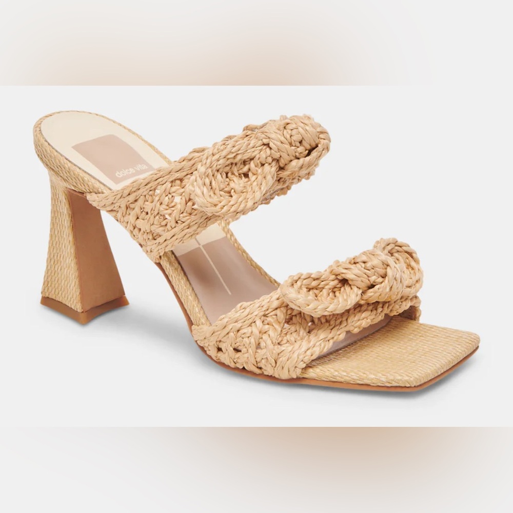 Dolce Vita Niyah Natural Raffia Braided Tan Women's Heels - Picture 6 of 6